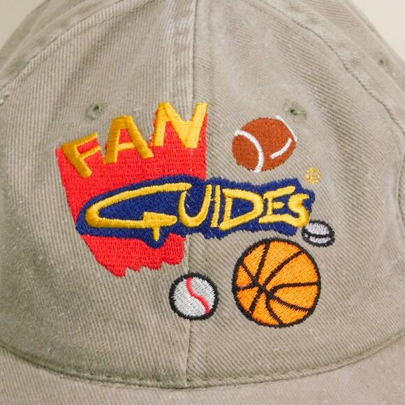 Vintage 90s Fan Guides Magazine Strapback Hat Cap Tan Embroidered Sports - Picture 2 of 7